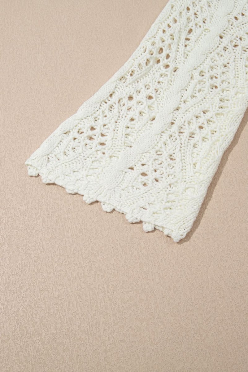 Chic White Knit Hooded Beach Cover-Up for Trendy Summer Style - Love Salve